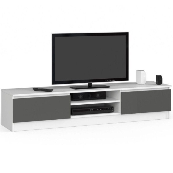 Szafka rtv, NOVA 160x40x33 cm, biel, grafit szary, mat | TYLETEGOTU 988745