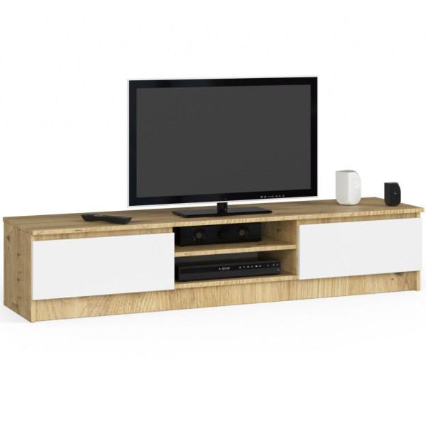 Szafka rtv, NOVA 160x40x33 cm, dąb artisan, biel, mat | TYLETEGOTU 988749