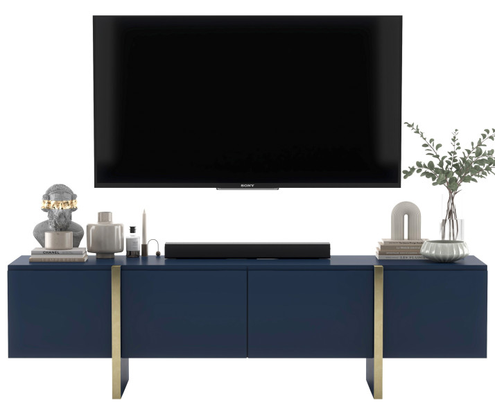 Szafka RTV Nowoczesna Komoda Glamour Granatowy Mat 180 cm 258708