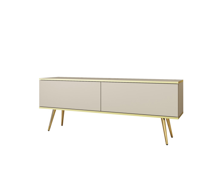 Szafka RTV ORINO 135 cm beżowa ze złotymi detalami/złote nóżki 649705