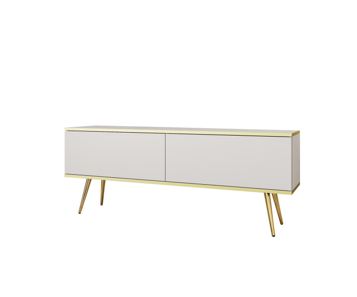 Szafka RTV ORINO 135 cm biała ze złotymi detalami/złote nóżki 649711