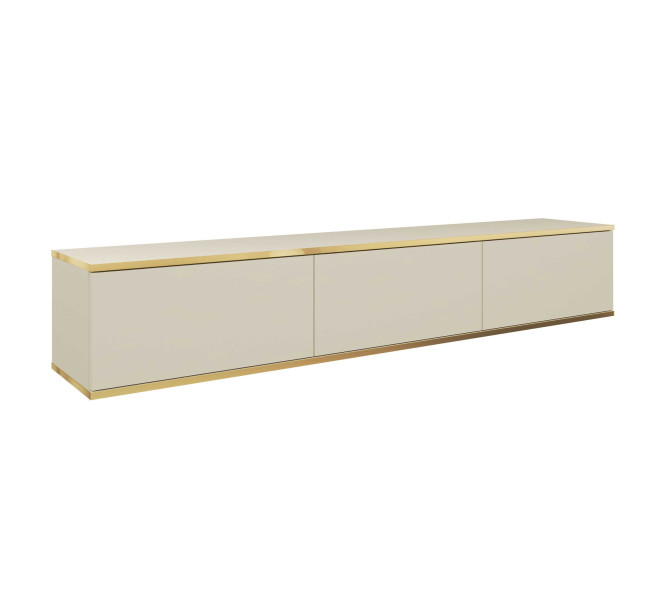 Szafka RTV ORINO 175 cm beżowa ze złotymi detalami 649727