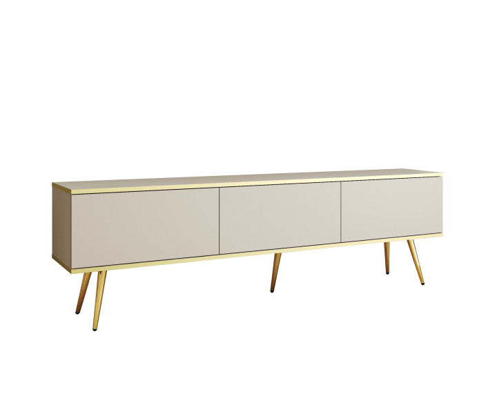 Szafka RTV ORINO 175 cm beżowa ze złotymi detalami/złote nóżki 649712