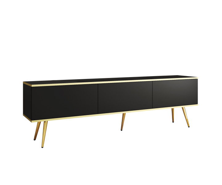 Szafka RTV ORINO 175 cm czarna ze złotymi detalami/złote nóżki 649717