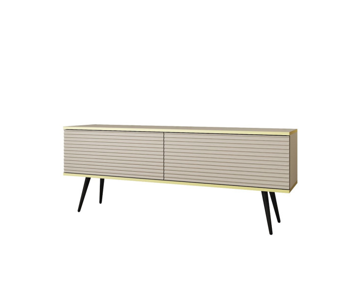 Szafka RTV ORO MDF 135 beż/kaszmir prążkowane fronty + złoto 282863