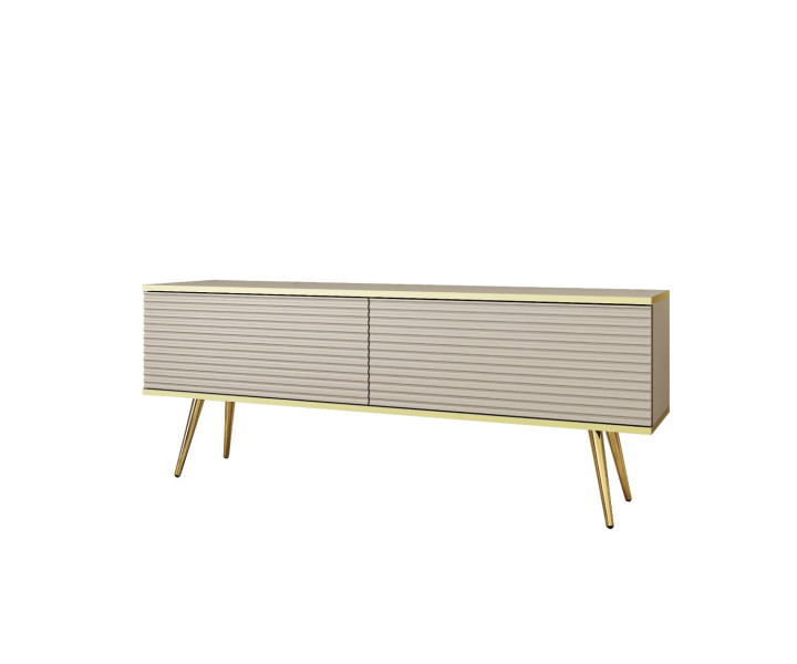 Szafka RTV ORO MDF 135 beż/kaszmir + złoto z złotymi nóżkami 282858
