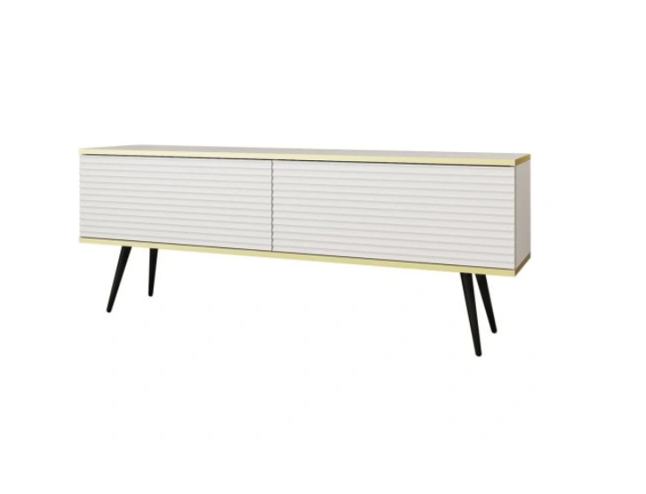 Szafka RTV ORO MDF 135 białe prążkowane fronty + złoto z cza 282859