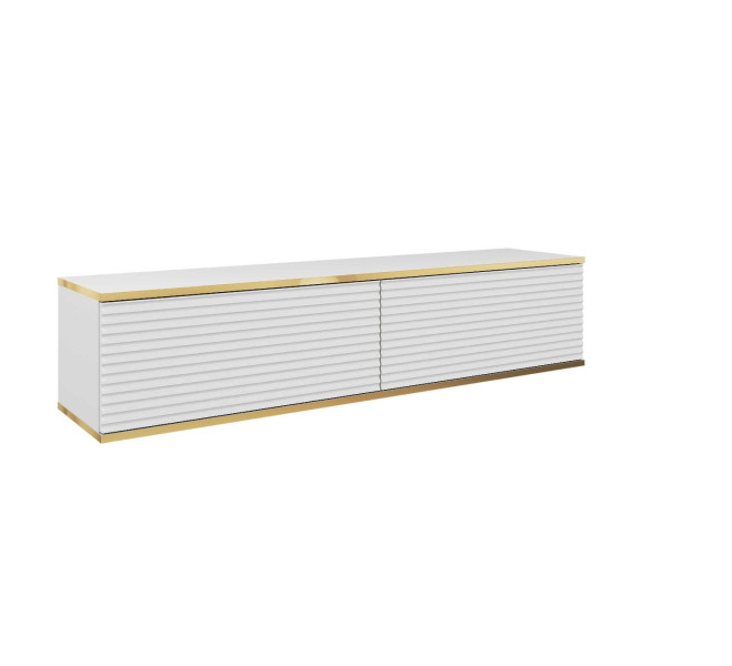 Szafka RTV ORO MDF 135 biały + złoto 270801