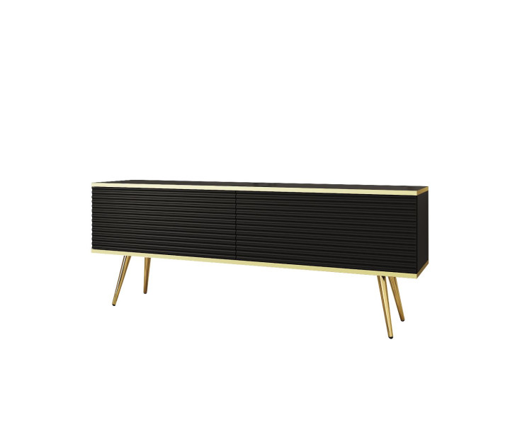 Szafka RTV ORO MDF 135 czarny+ złoto z złotymi nóżkami 282865
