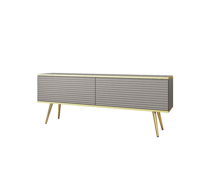 Szafka RTV ORO MDF 135 szary + złoto z złotymi nóżkami 282862