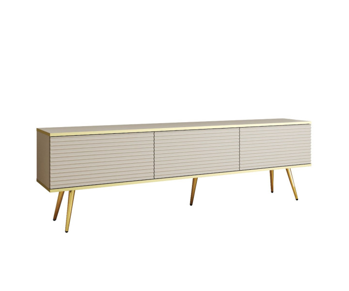 Szafka RTV ORO MDF 175 beż/kaszmir prążkowane fronty + złoty 282980
