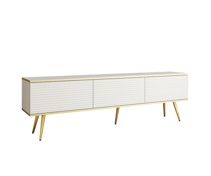 Szafka RTV ORO MDF 175 białe prążkowane fronty + złoty z cza 282979