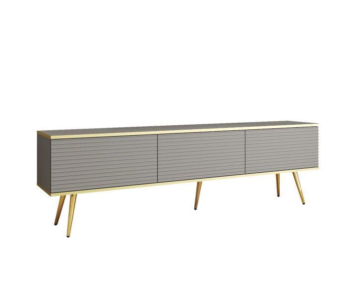 Szafka RTV ORO MDF 175 szare prążkowane fronty + złoty z zło 282985