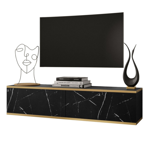 Szafka RTV OXFORD 135 cm marmur black royal podwieszana 96724