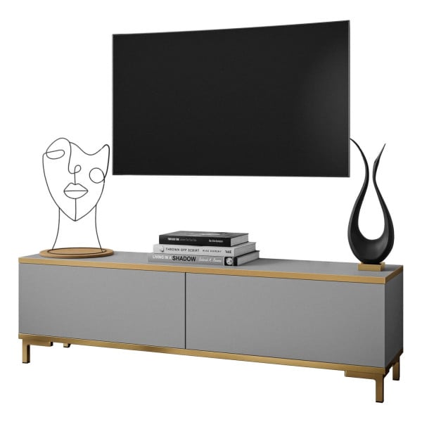 Szafka RTV OXFORD 135 cm szary mat nogi złote 96810