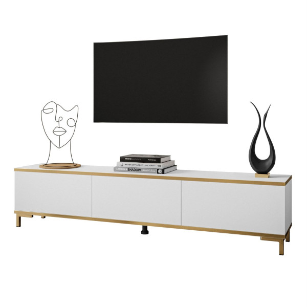 Szafka RTV OXFORD 175 cm biały mat na złotych nogach 96763