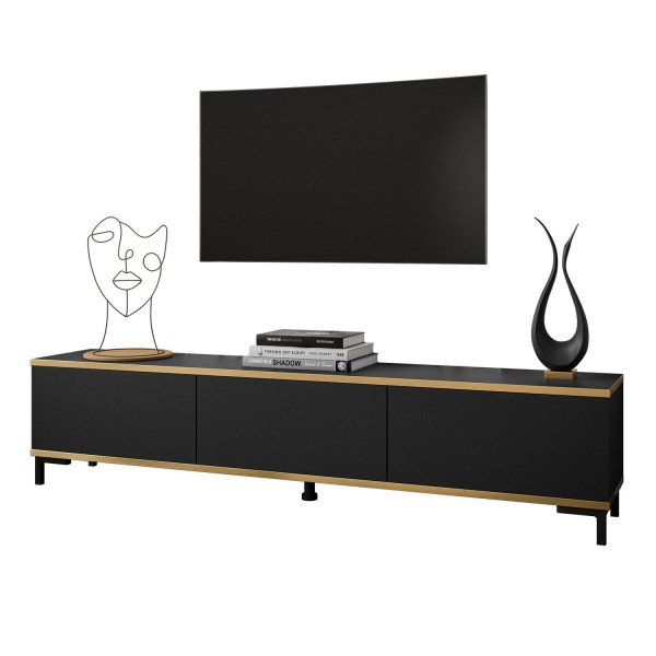Szafka RTV OXFORD 175 cm czarny mat na czarnych nogach 96827