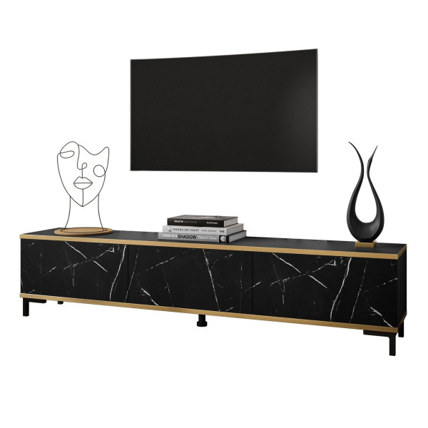 Szafka RTV OXFORD 175 cm marmur black royal czarne nóżki 96829