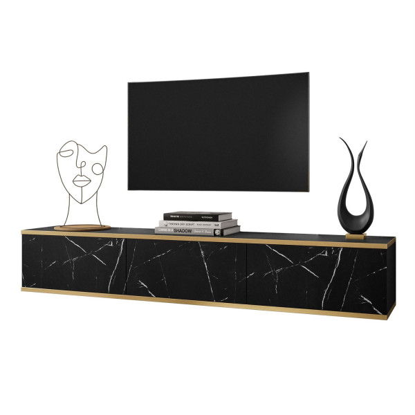 Szafka RTV OXFORD 175 cm marmur black royal podwieszana 96785