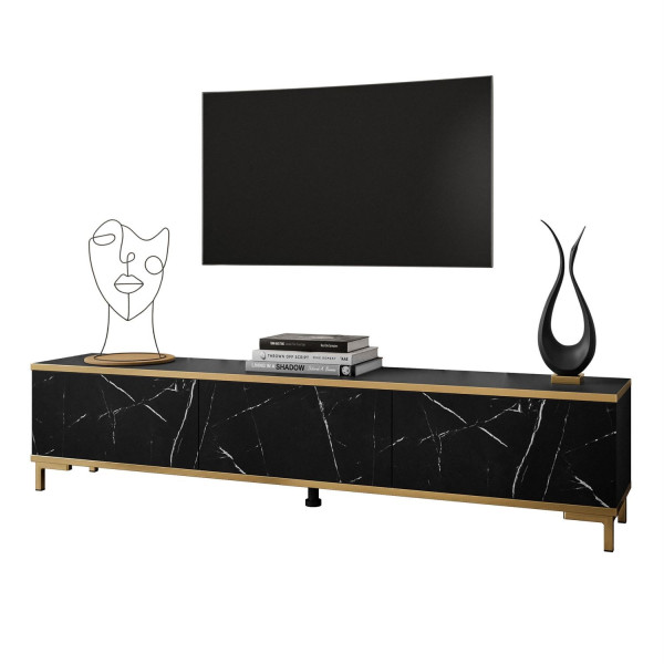 Szafka RTV OXFORD 175 cm marmur black royal złote nóżki 96757