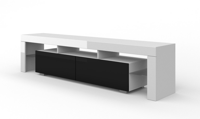 Szafka RTV Panama 190 cm biały / czarny połysk + LED 241331