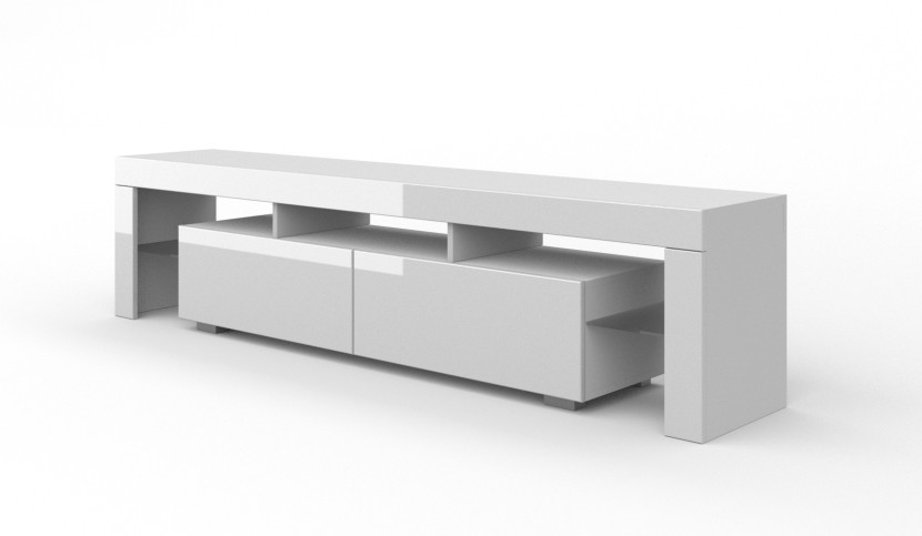 Szafka RTV Panama 190 cm biały / biały połysk + LED 241324