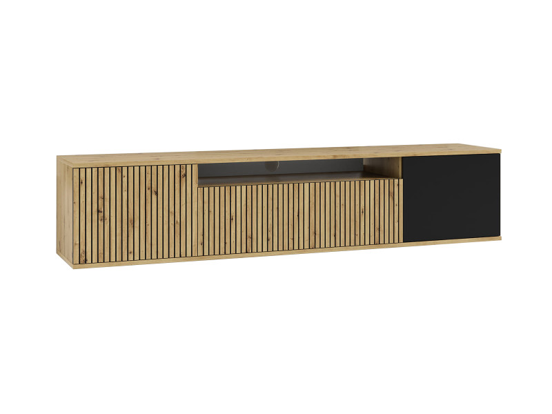Szafka RTV Piko 200cm wisząca artisan czarny lamele 340067
