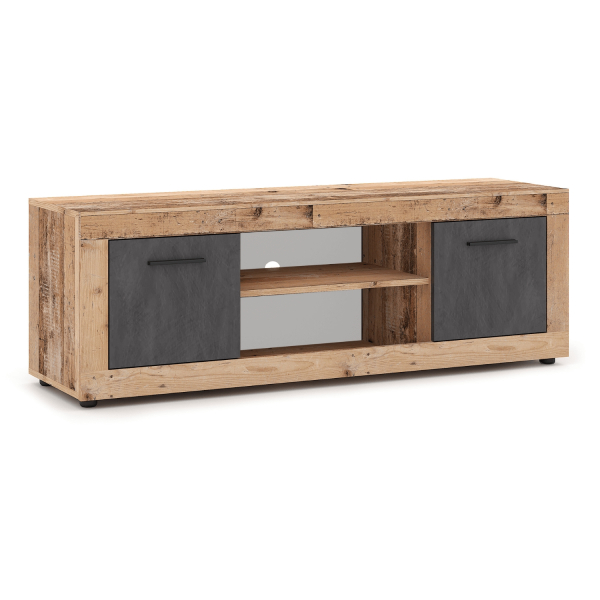 Szafka RTV Pod Telewizor Komoda Stolik Do Salonu Dąb Grafit BLAGO 140 cm 940004