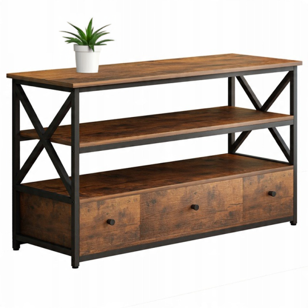 Szafka rtv pod telewizor loft z półkami szufladami 110 cm 728914