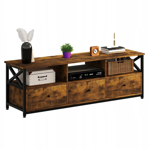 Szafka rtv pod telewizor z szufladami loft rustykalny brąz 143 cm 1063133