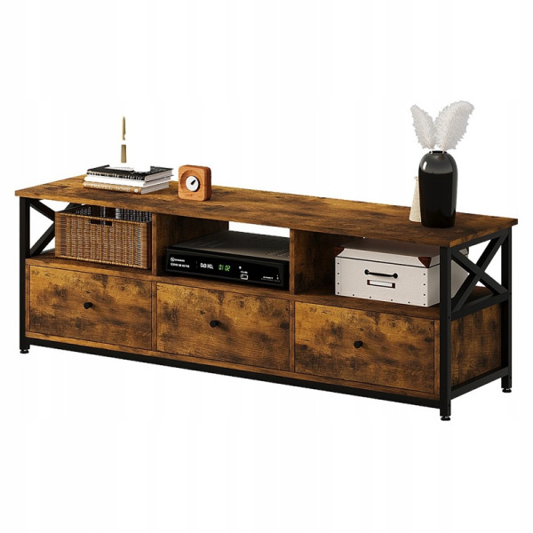 Szafka rtv pod telewizor z szufladami vintage loft rustykalny brąz 143 cm 1003544