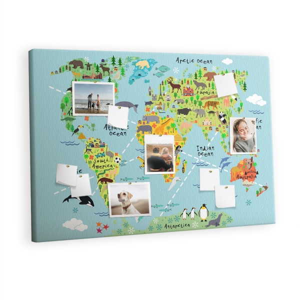 Tablica korkowa z nadrukiem dekoracyjna + pinezki Mapa 409938
