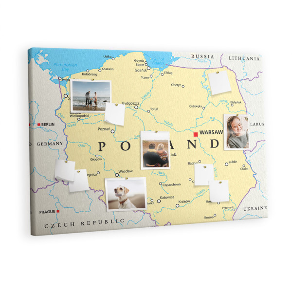 Tablica korkowa z nadrukiem dekoracyjna + pinezki Polska 428657