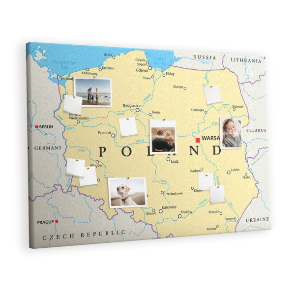 Tablica korkowa z nadrukiem dekoracyjna + pinezki Polska 428840