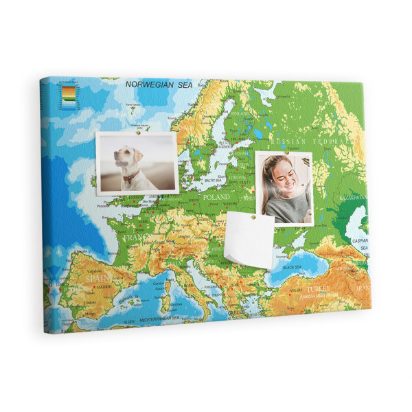 Tablica korkowa z nadrukiem do pracy + pinezki Geografia 426441