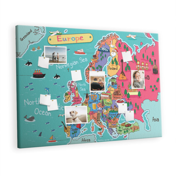 Tablica korkowa z nadrukiem do salonu + pinezki Mapa Europy 297712