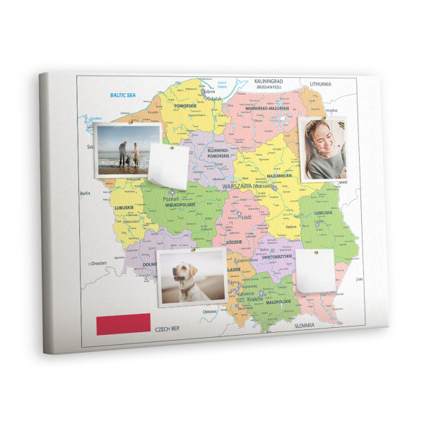 Tablica korkowa z nadrukiem do sypialni + pinezki Mapa 428954