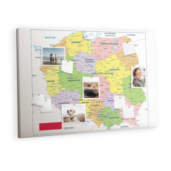 Tablica korkowa z nadrukiem do sypialni + pinezki Mapa 297682