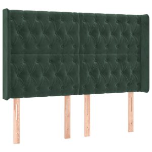 Wezgłowie Zielony 163 x 16 x 118/128 cm Aksamit vidaXL 532850 Wezgłowie Zielony 163 x 16 x 118/128 cm Aksamit vidaXL 532850