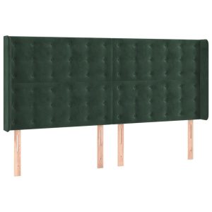 Wezgłowie Zielony 183 x 16 x 118/128 cm Aksamit vidaXL 521926 Wezgłowie Zielony 183 x 16 x 118/128 cm Aksamit vidaXL 521926