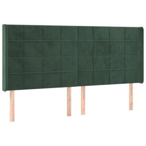 Wezgłowie Zielony 183 x 16 x 118/128 cm Aksamit vidaXL 535045 Wezgłowie Zielony 183 x 16 x 118/128 cm Aksamit vidaXL 535045