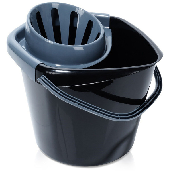 Wiadro do mopa z wyciskaczem plastikowe czarne 14 l 776735