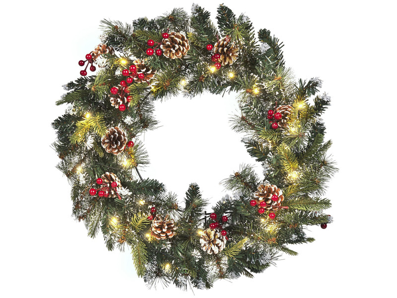 Wianek świąteczny LED 60 cm zielony 347860