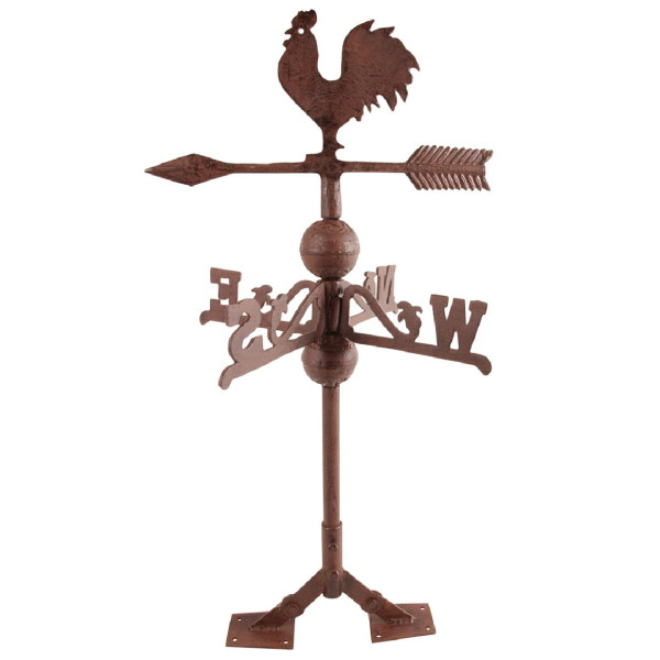 Wiatrowskaz ogrodowy żeliwny brązowy 69x35 cm z kogutem ozdobny 949265