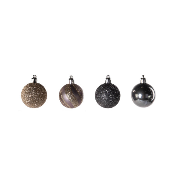 Wielokolorowe bombki o różnym wykończeniu, Ø 4 cm, 12 szt. 384706