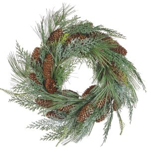 Wieniec świąteczny 34 cm z szyszkami zielony 337375
