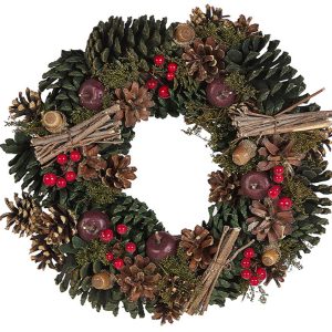 Wieniec świąteczny 35 cm szyszki zielony 518269