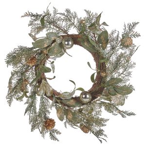Wieniec świąteczny 45 cm z szyszkami zielony 337386