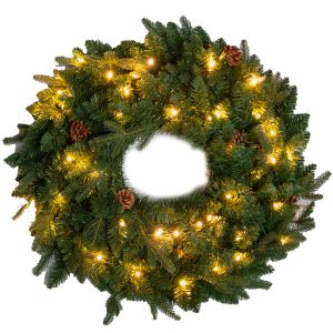 Wieniec świąteczny LED z szyszkami sosnowymi, Ø 60 cm 781973 Wieniec świąteczny LED z szyszkami sosnowymi, Ø 60 cm 781973