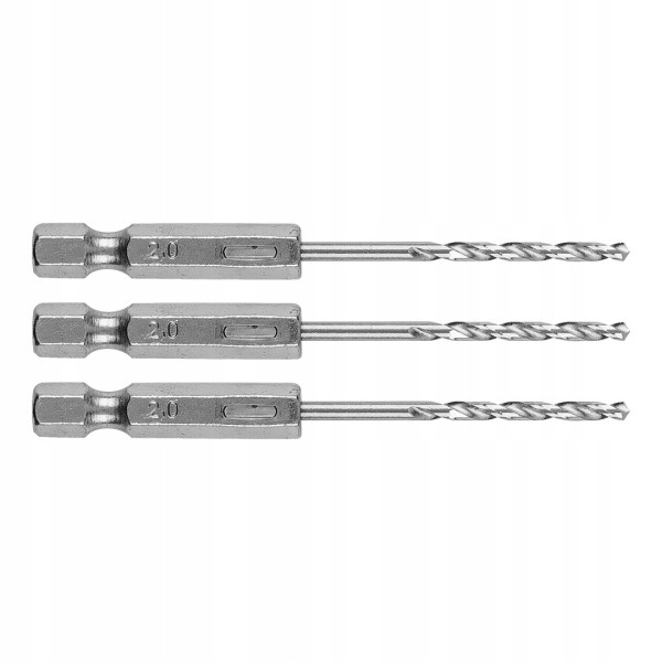 Wiertła do metalu Hex 2mm, 3 szt. zestaw wierteł GRAPHITE 384289